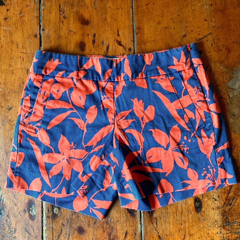 J Crew Stretch Blue & Orange Shorts Sz:0